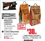 Living Out Hardwood Briquettes/Lumpwood Charcoal-Each