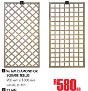 96mm Diamond Or Square Trellis (900mm x 1800mm)-Each