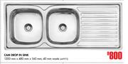 Cam Drop In Sink 1200mm x 480mm x 160mm, 40mm Waste