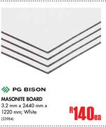 PG Bison Masonite Board White-3.2mm x 2440mm x 1220mm Each
