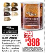 Fired Earth Velvet Wood Gloss Varnish-5Ltr