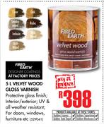 Fired Earth Velvet Wood Gloss Varnish-5Ltr