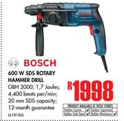Bosch 600W SDS Rotary Hammer Drill
