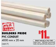 Builders Pride PVC Conduit (4000mm x 20mm)-Each