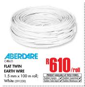 Aberdare Flat Twin Earth White Wire(1.5mm x 100m Roll)-Per Roll