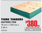 York Timbers Shutterply Pine(18mm x 1220mm x 2.44m)-Each
