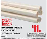 Builders Pride PVC Conduit (4000mm x 20mm)-Each