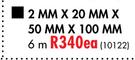 Lip Channel (2mm x 20mm x 50mm x 100mm x 6m)-Each