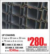 Lip Channel (2mm x 20mm x 50mm x 100mm x 6m)-Each
