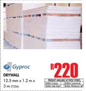 Gyproc Drywall (12.5mm x 1.2m x 3m)