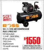 Ross 50Ltr 1.1KW Air Compressor Plus 5 Piece Kit