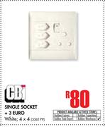 CBI Single White Socket +3 Euro (4 x 4)