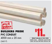 Builders Pride PVC Conduit (4000mm x 20mm)-Each