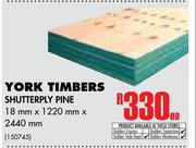 York Timbers Shutterply Pine 18mm x 1220mm x 2440mm-Each