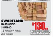 Swartland Hardwood Skirting (13mm x 67mm x 3m)-Each