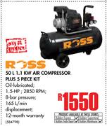 Ross 50Ltr 1.1KW Air Compressor Plus 5-Piece Kit