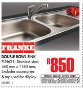 Franke Double Bowl Sink PLN621-460mm x 1160mm