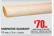 Hardwood Quadrant-19mm x 3m Each