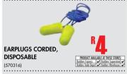 Earplugs Corded, Disposable