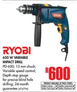 Ryobi 650W Variable Impact Drill PD-650
