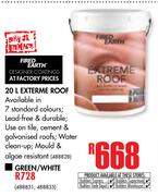 Fired Earth 20Ltr Green/White Extreme Roof