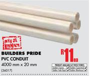 Builders Pride PVC Conduit-4000mm x 20mm Each