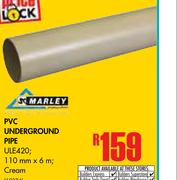 Marley PVC Underground Pipe Cream ULE420-110mm x 6m