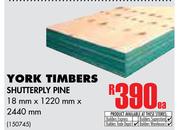 York Timbers Shutterply Pine-18mm x 1220mm x 2440mm Each