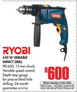 Ryobi 650W Variable Impact Drill PD-650