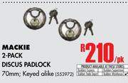 Mackie 2 Pack Discus Padlock-Per Pack