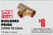 Builders Pride Copper Tee Equal 15mm
