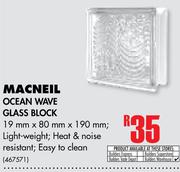 Macneil Ocean Wave Glass Block-19mm x 80mm x 190mm