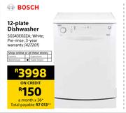 Bosch 12 Plate Dishwasher
