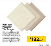 Polished Porcelain Tile Range-Per Sqm