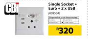 CBI Single Socket + Euro + 2 x USB