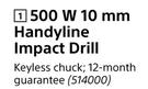 Ryobi 500W 10mm Handyline Impact Drill-Each