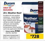 Duram 20Ltr Weather Roof Green/ White