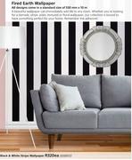 Fired Earth Black & White Stripe Wallpaper-Each