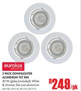 Eurolux 3 Pack Downlighter Aluminium Non Tilt Rim-Per Pack