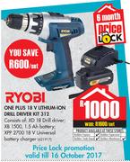 Ryobi One Plus 18V Lithium-Ion Drill Driver Kit 312