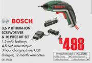 Bosch 3.6V Lithuim-Ion Screwdriver & 10 Piece Bit Set