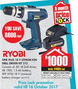 Ryobi One Plus 18V Lithium-Ion Drill Driver Kit 312