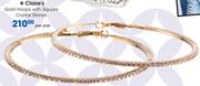 Claire's Gold Hoops With Square Crystal Stones-Per Pair