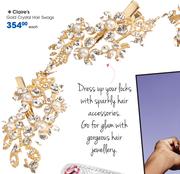 Claire's Gold Crystal Hair Swags-Each