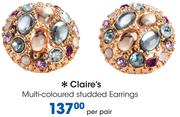 Claire's Multi-Coloured Studded Earrings-Per Pair