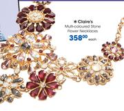 Claire's Multi-Coloured Stone Flower Necklaces-Each
