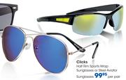 Clicks Half Rim Sports Wrap Sunglasses Or Steel Aviator Sunglasses-Per Pair