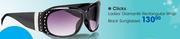 Clicks Ladies Diamante Rectangular Wrap Black Sunglasses
