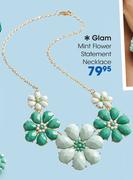 Glam Mint Flower Statement Necklace