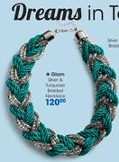 Glam Silver & Turquoise Braided Necklace